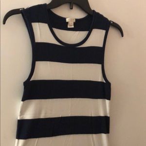 Navy blue and white striped tank top